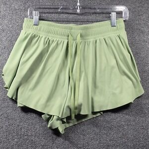 JoyLab Ribbed Layered Active Shorts Womens Medium Green Drawstring Gym Running
